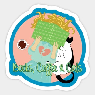 Books, Coffee and cats Sticker